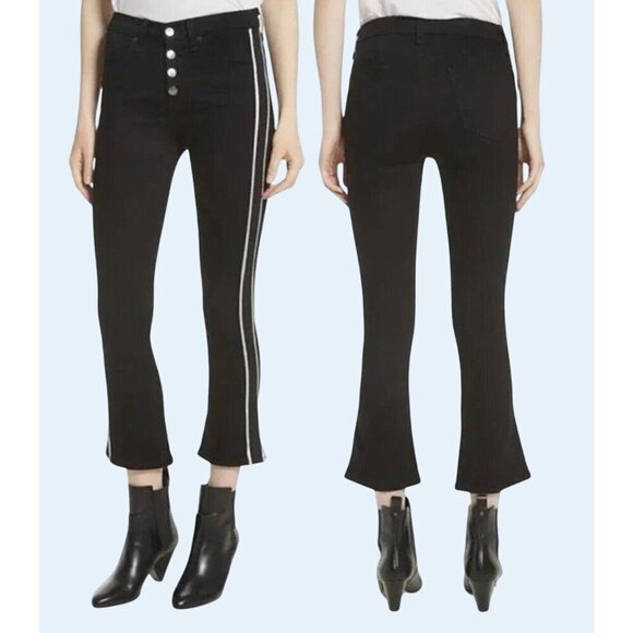 VERONICA BEARD Jeans 10" Baby Boot Black Tuxedo Stripe Sz 25 - Picture 1 of 7